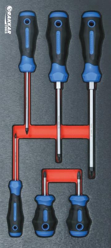 Module mousse finition métal - Tournevis pozidriv® - 6 pièces - Drakkar Tools 84262